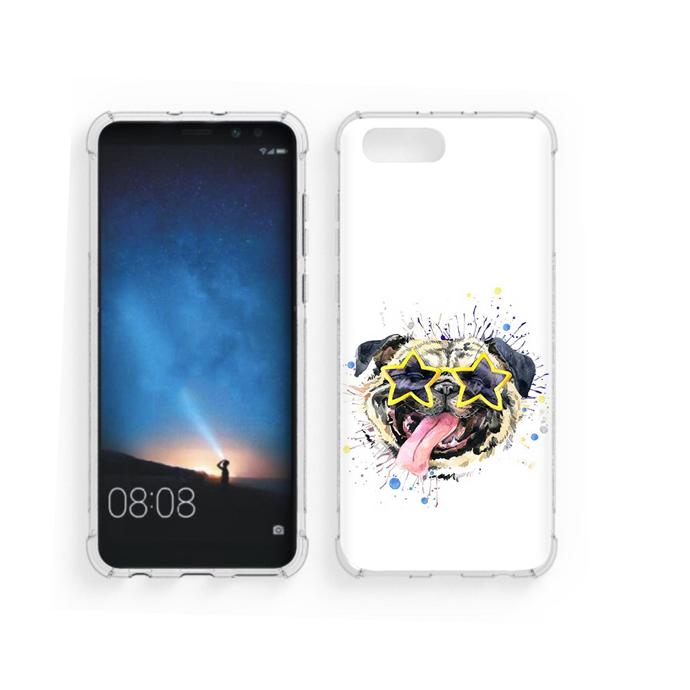 

Чехол MyPads Tocco для Honor V10 мопс боксер (PT98539.62.482), Прозрачный, Tocco