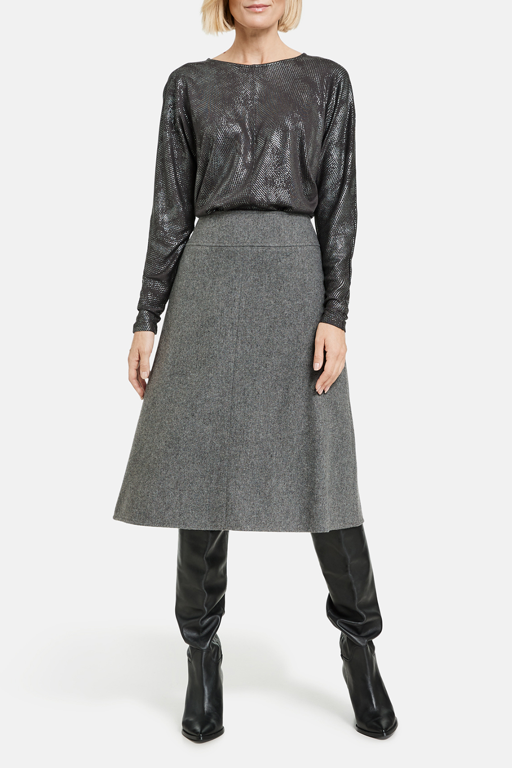 

Юбка женская Gerry Weber 111012-66383 серая 40, Серый, 111012-66383