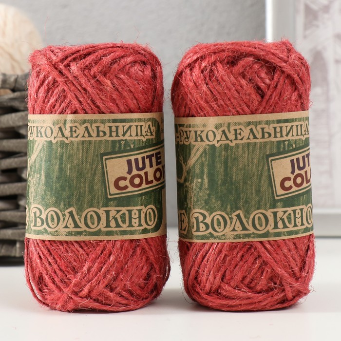 

Пряжа "Золотое волокно джут" 100% джут 50м/50гр набор 2шт (красный)