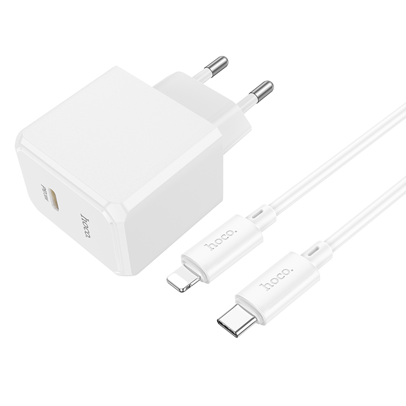 Сетевое зарядное устройство Hoco lightning - usb type-c 1xUSB Type-C 3 А белый