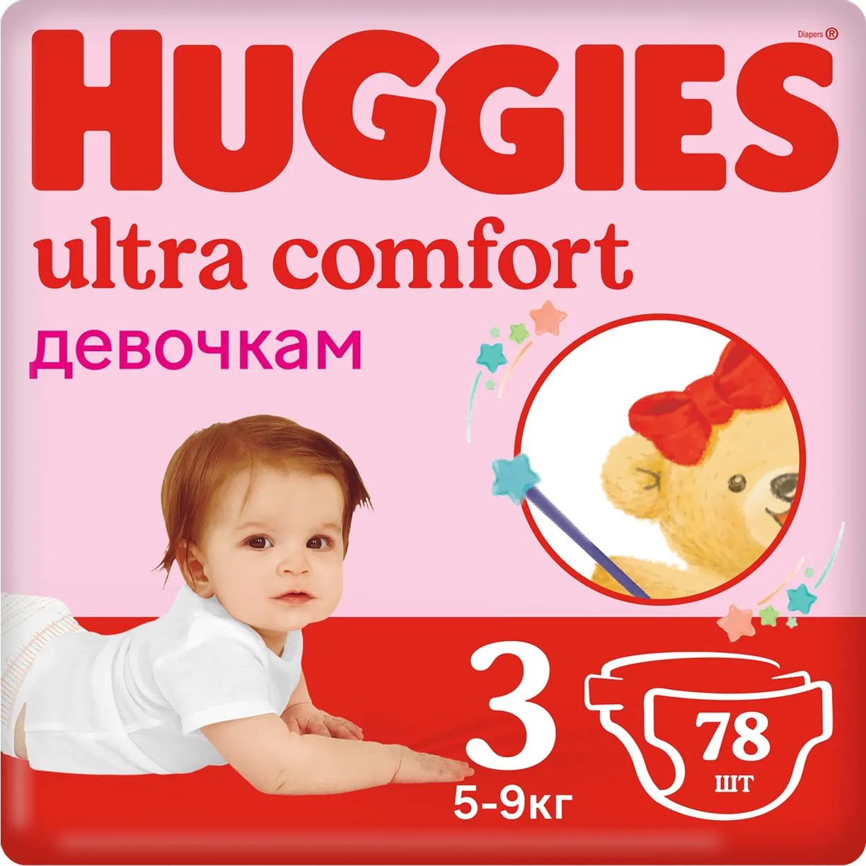 

Подгузники Huggies Ultra Comfort для девочек 3 (5-9 кг) 78 шт