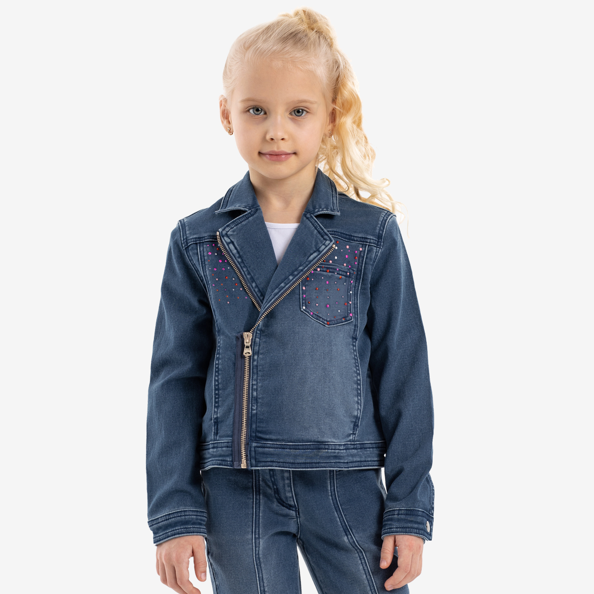Куртка джинсовая детская Kapika JKGCK08, цвет синий, размер 104