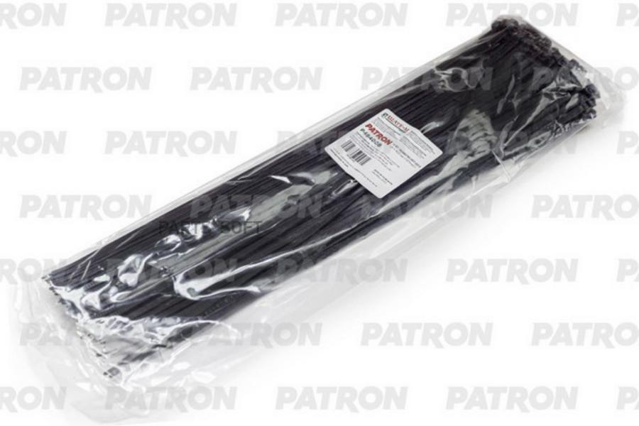 Комплект пластиковых хомутов 4.8 х 400 мм, 100 шт, нейлон, черные PATRON P48400B