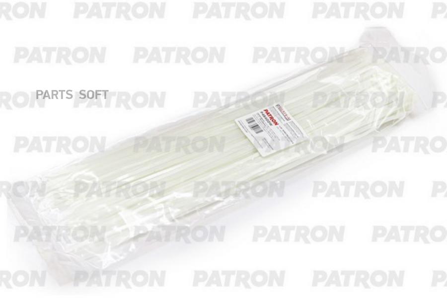 Комплект пластиковых хомутов 4.8 х 400 мм, 100 шт, нейлон, белые PATRON P48400W