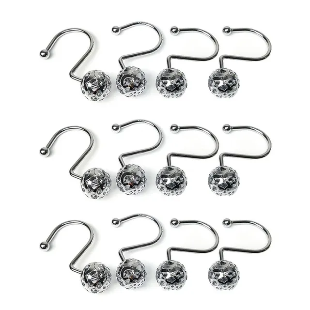 

Набор из 12 крючков для шторки Carnation Home Fashions Ball Hole Type Hook Silver, Серебристый
