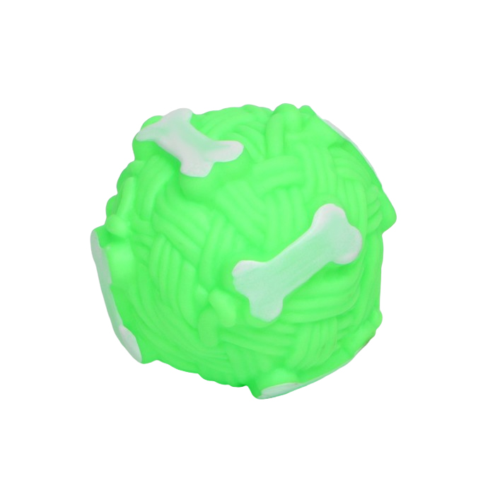 Игрушка Пижон пищащая Клубок с косточками для собак, 8 см, зелёная
