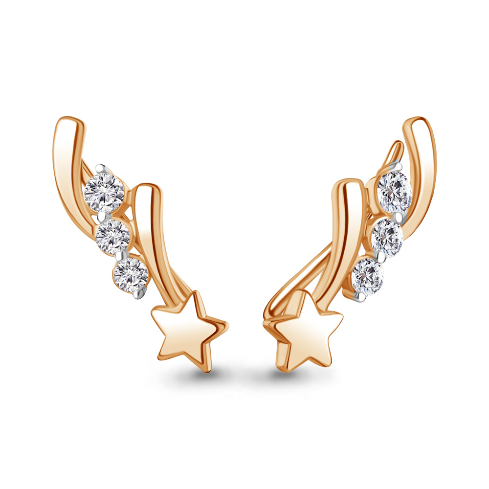 

Серьги клаймберы из серебра с фианитом Aquamarine 49169А_925_з, 49169А_925_з