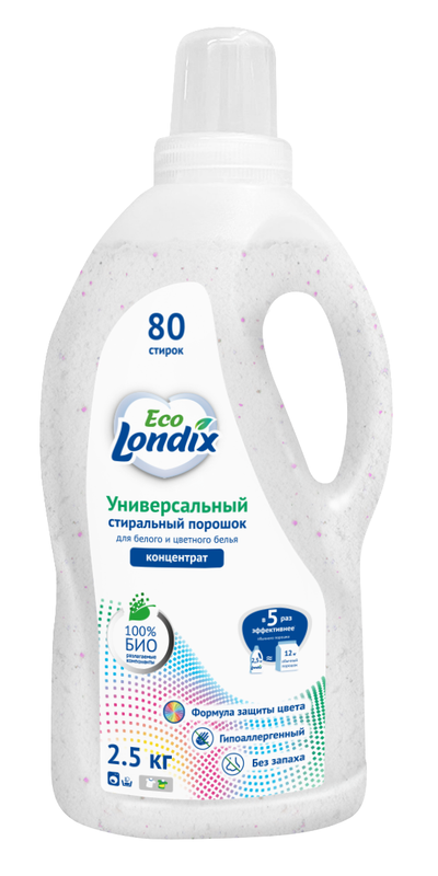 фото Универсальный стиральный порошок концентрат eco londix, 2,5 кг (80 стирок)