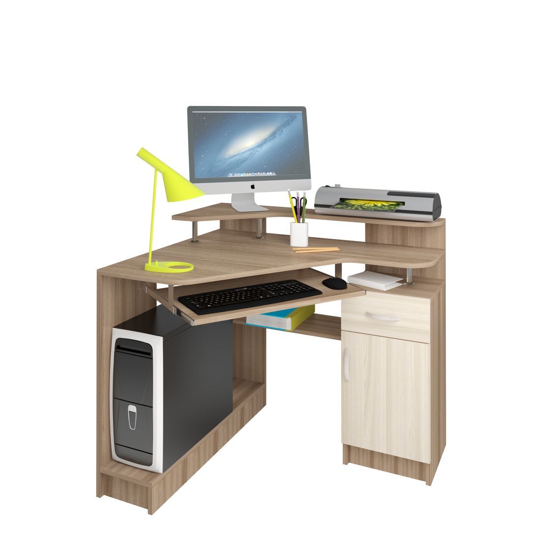 

Стол компьютерный Шагус-3 Ясень шимо светлый/темный