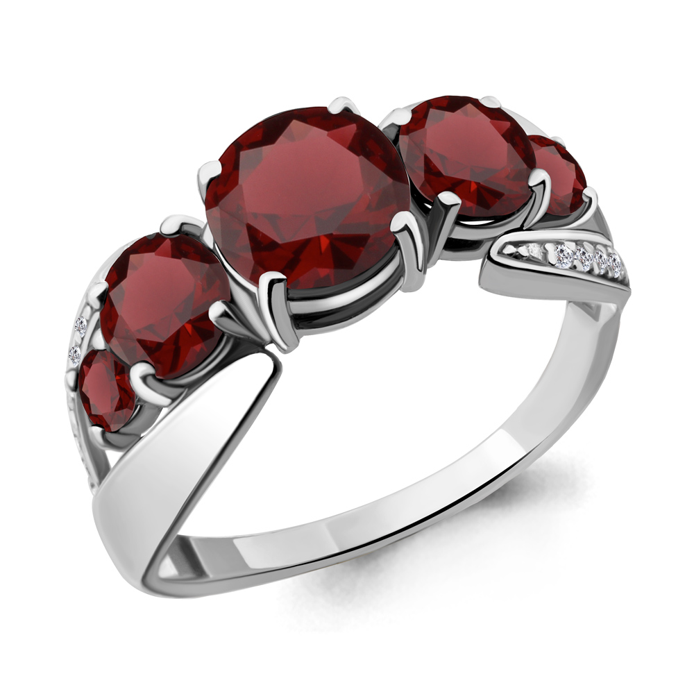 

Кольцо из серебра с гранатом р. 19 Aquamarine 6592603А_925_р, 6592603А_925_р