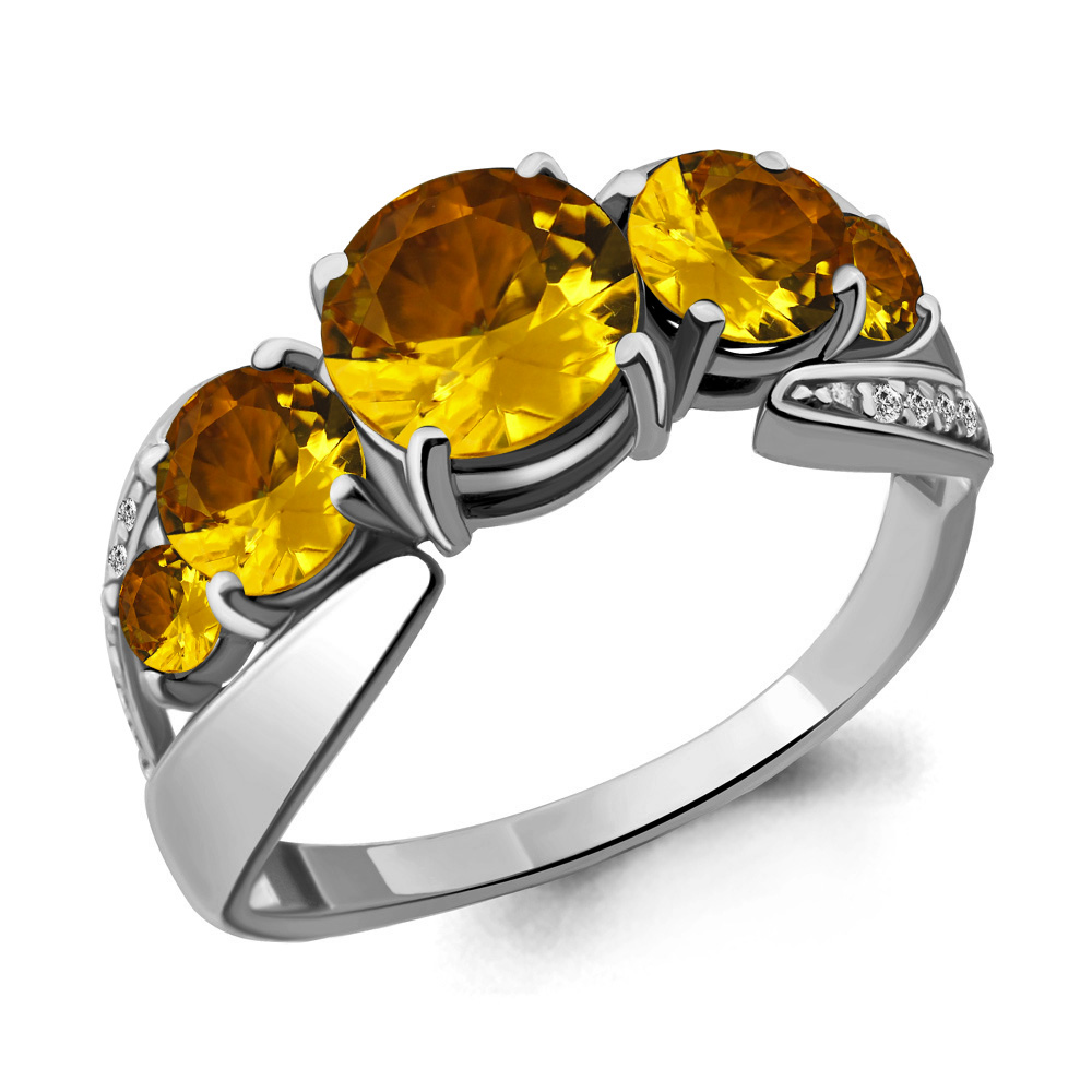 

Кольцо из серебра с цитрином р. 20 Aquamarine 6592606А_925_р, 6592606А_925_р
