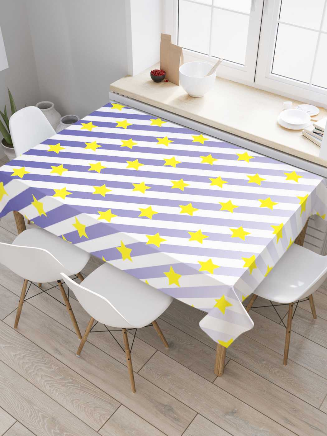 

Скатерть прямоугольная JoyArty "Полосатые звездочки" из оксфорда, 180x145 см, Оранжевый, Полосатые звездочки