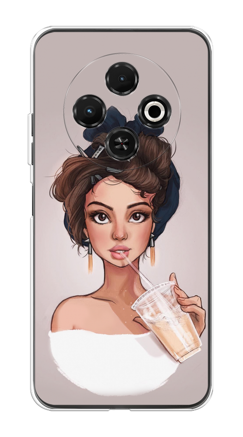 

Чехол на Tecno Spark 30C "Девушка с фраппе", Серый, 309250-1
