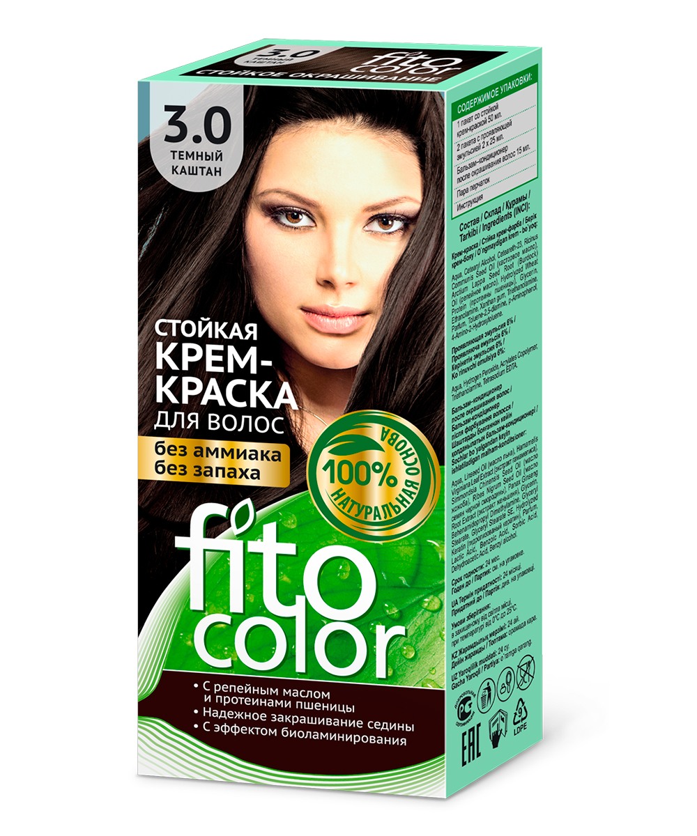 Крем-краска для волос Fito Косметик Fitocolor тон Темный каштан, 115 мл х 6 шт. крем краска для волос fito color 3 0 темный каштан 115мл