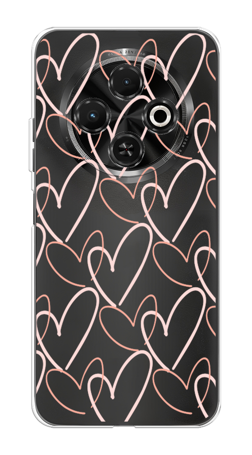 

Чехол на Tecno Spark 30C "Узор из сердечек", Розовый;бежевый, 309250-1