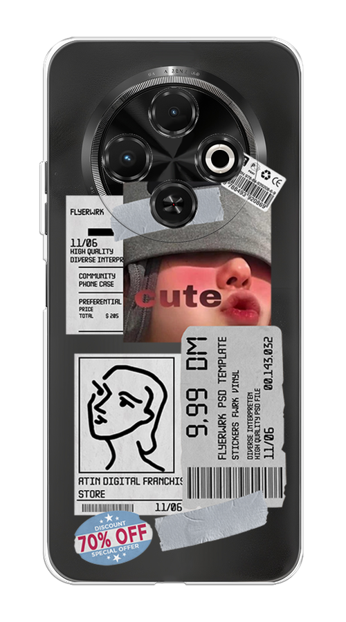 

Чехол на Tecno Spark 30C "Cute girl collage", Розовый;серый;голубой, 309250-1