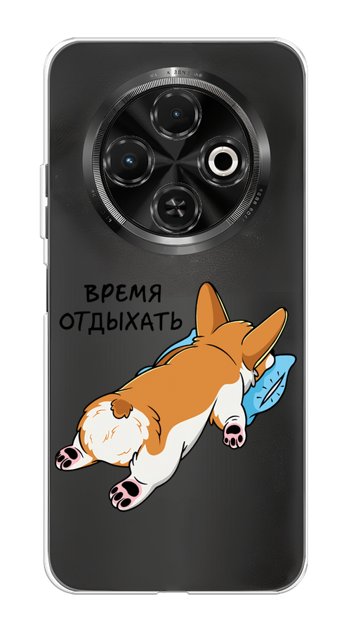 

Чехол на Tecno Spark 30C "Корги отдыхает", Черный;коричневый;голубой, 309250-1