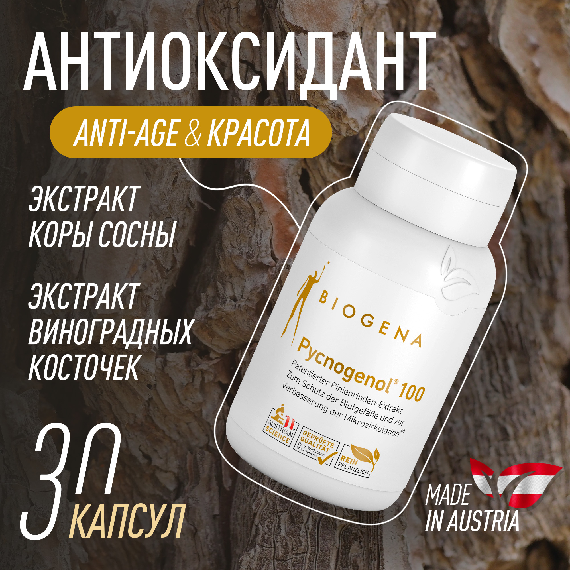 Пищевая добавка BIOGENA Пикногенол 100 Голд капсулы 30 шт 9540₽