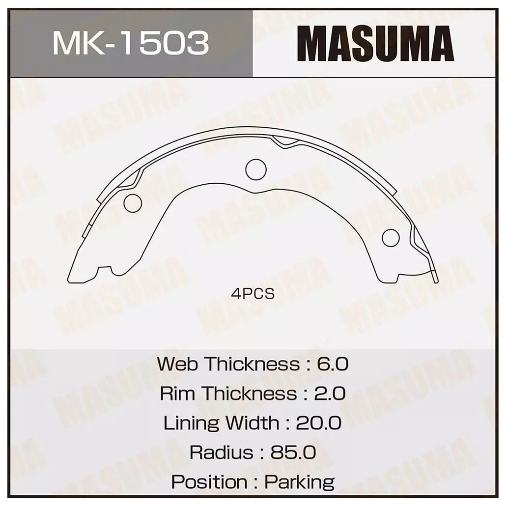 

Тормозные колодки MASUMA стояночного тормоза mk1503