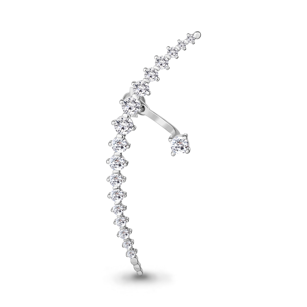 

Моносерьга кафф из серебра с фианитом Aquamarine 49319А_925_р, 49319А_925_р