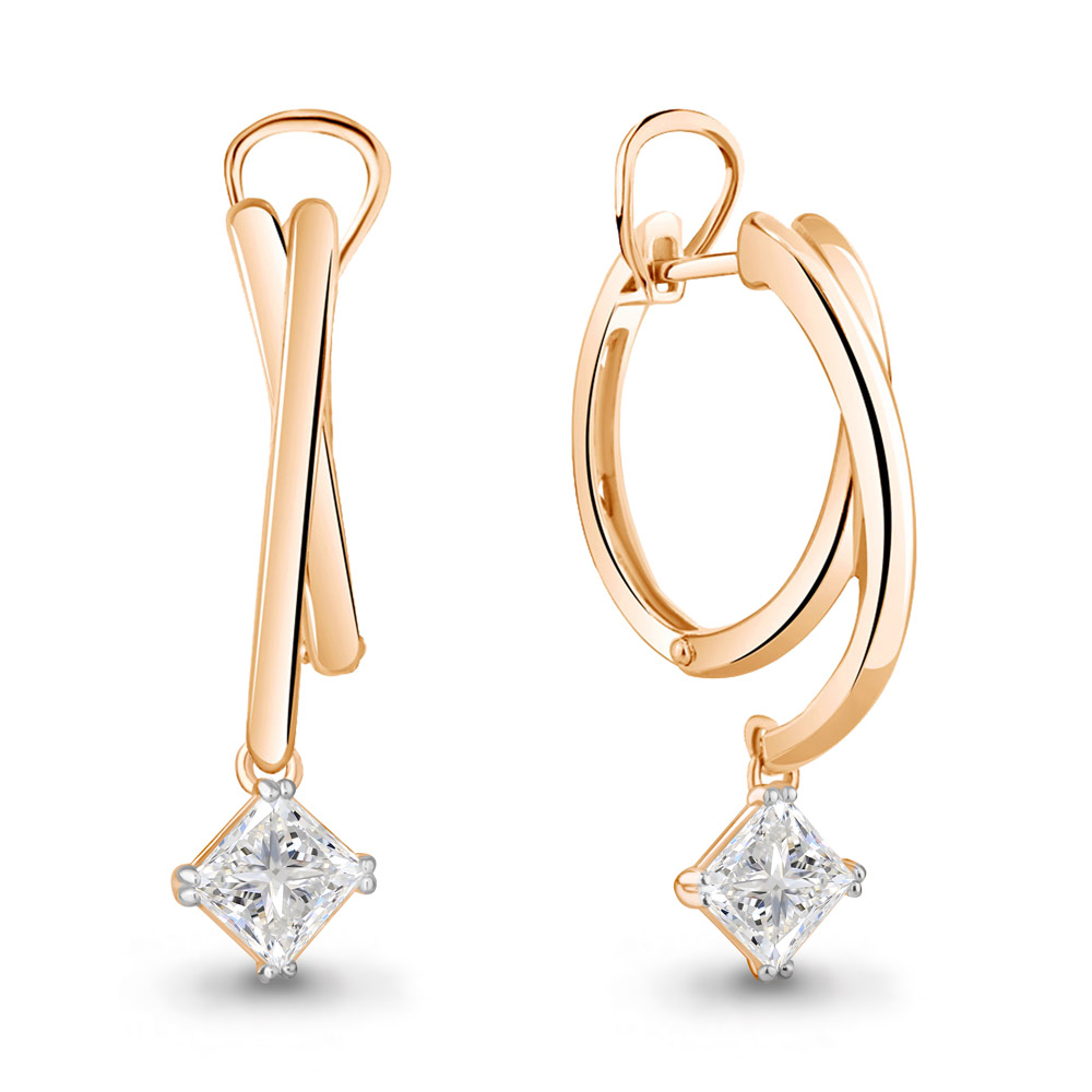 

Серьги подвески из серебра с фианитом Aquamarine 49344_925_з, 49344_925_з