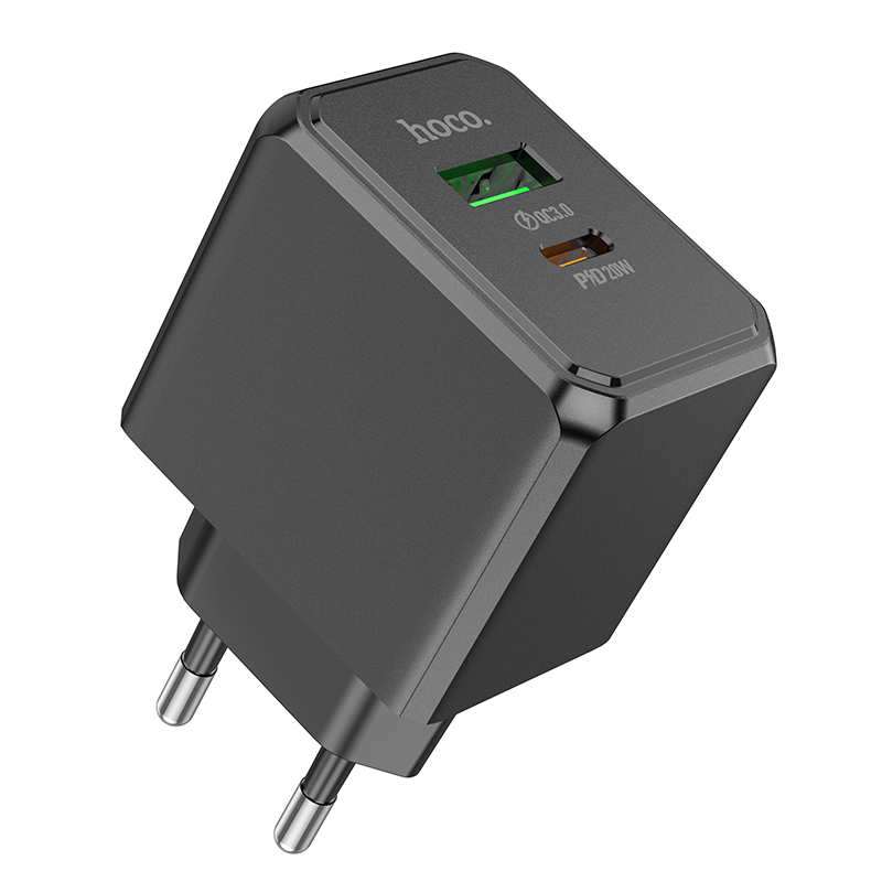 

Сетевое зарядное устройство Hoco 1xUSB, 1xUSB Type-C 3 А черный