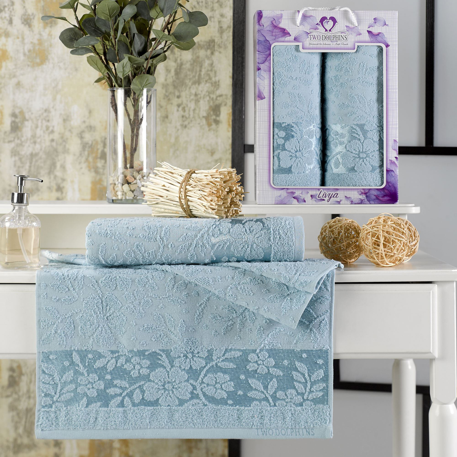 

Two Dolphins 11623 Комп. Пол. TWO DOLPHINS махр. в короб. (50x90/70х140) 2 шт. LIVYA зелён