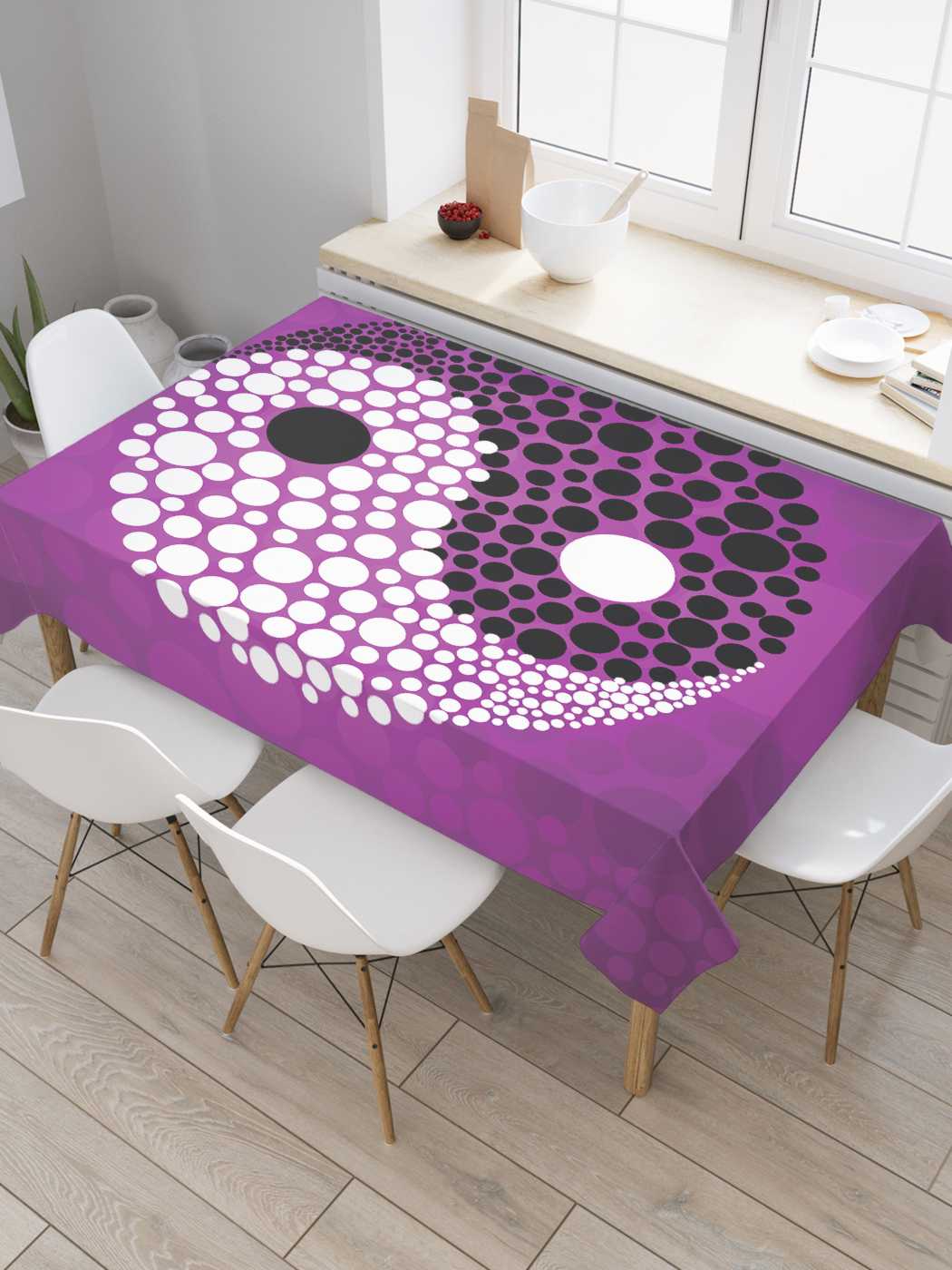 

Скатерть прямоугольная JoyArty "Пенный инь и ян" из оксфорда, 180x145 см, Желтый, Пенный инь и ян