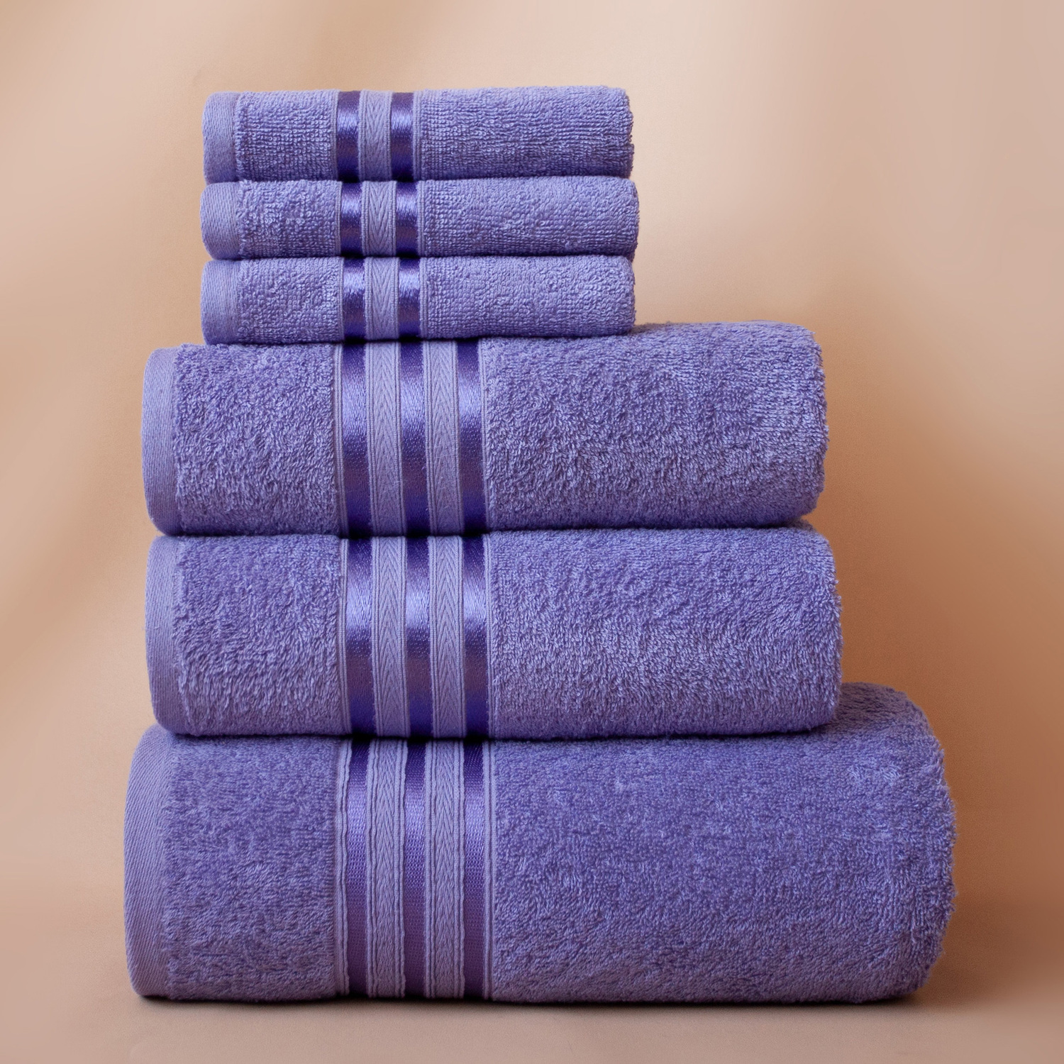 

Dome (1160) Набор из 6 полотенец (однотон) DOME Harmonika Махра 440 г/м2, 1160 Сиреневый (