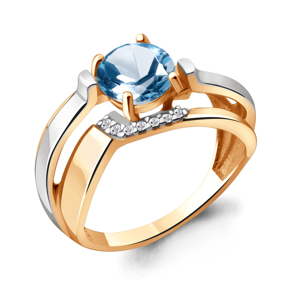 

Кольцо из серебра с топазом р. 18,5 Aquamarine 6593405А_925_з, 6593405А_925_з