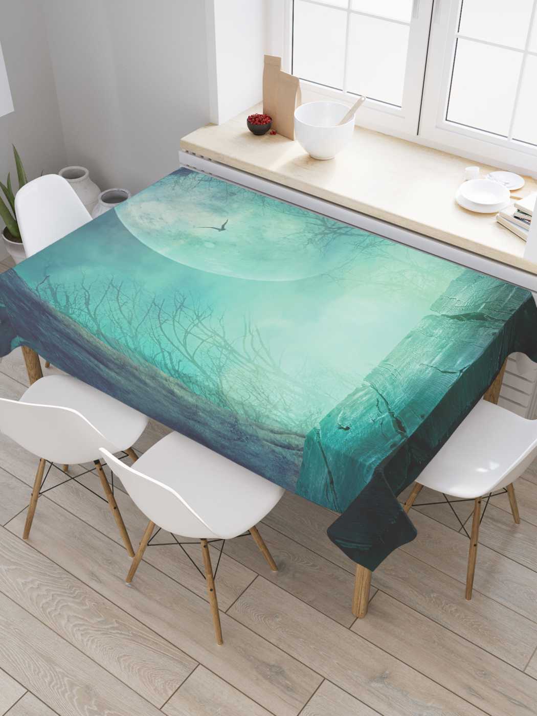 

Скатерть прямоугольная JoyArty "Лунная тайна" из оксфорда, 180x145 см, Зеленый, Лунная тайна