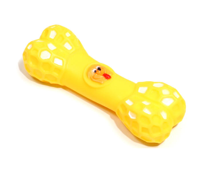 

Игрушка Пижон пищащая Кость с портретом для собак, 15 см, жёлтая