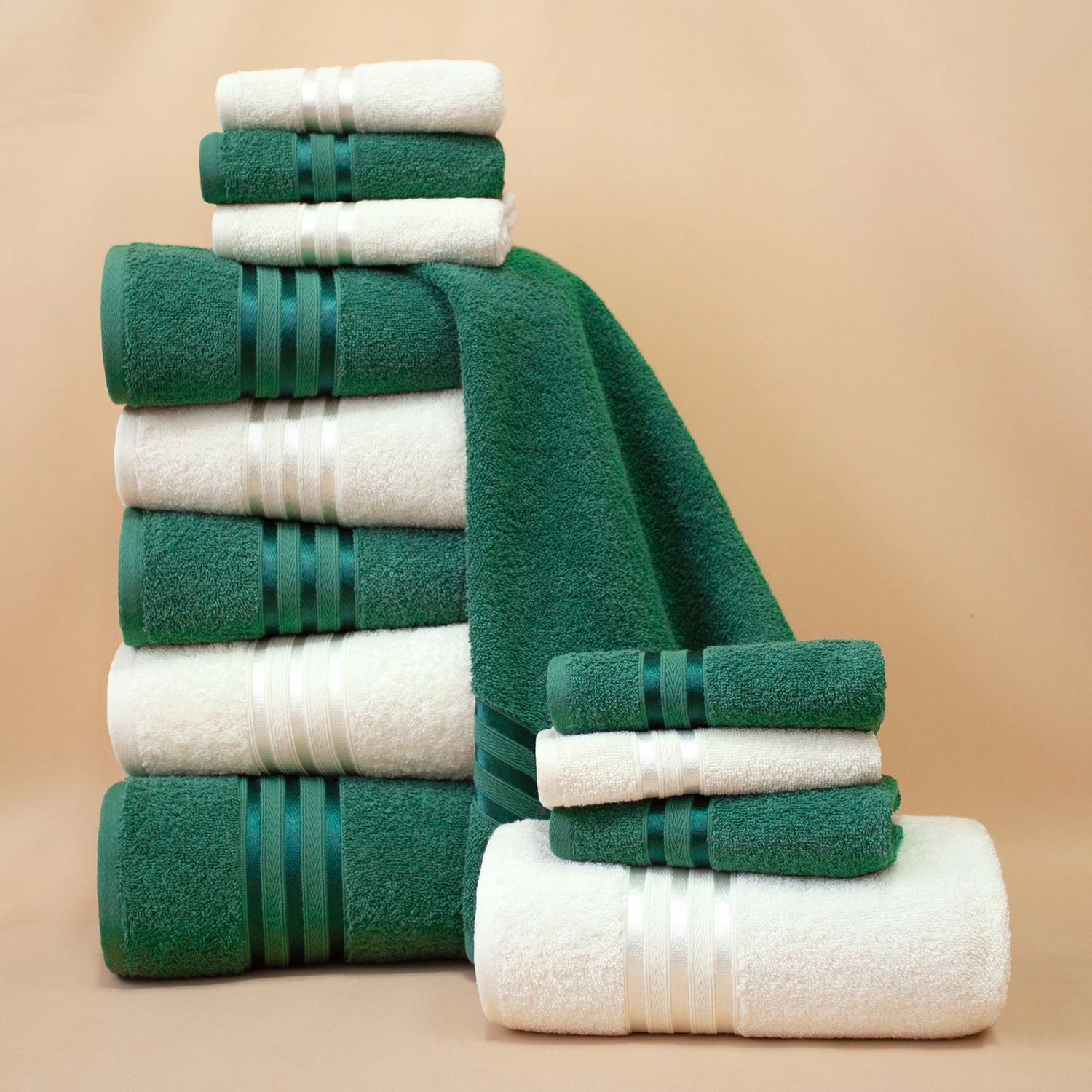 

Dome (1040+4252) Набор из 12 полотенец (2 цвета) DOME Harmonika Махра 440 г/м2, 1040 Молоч