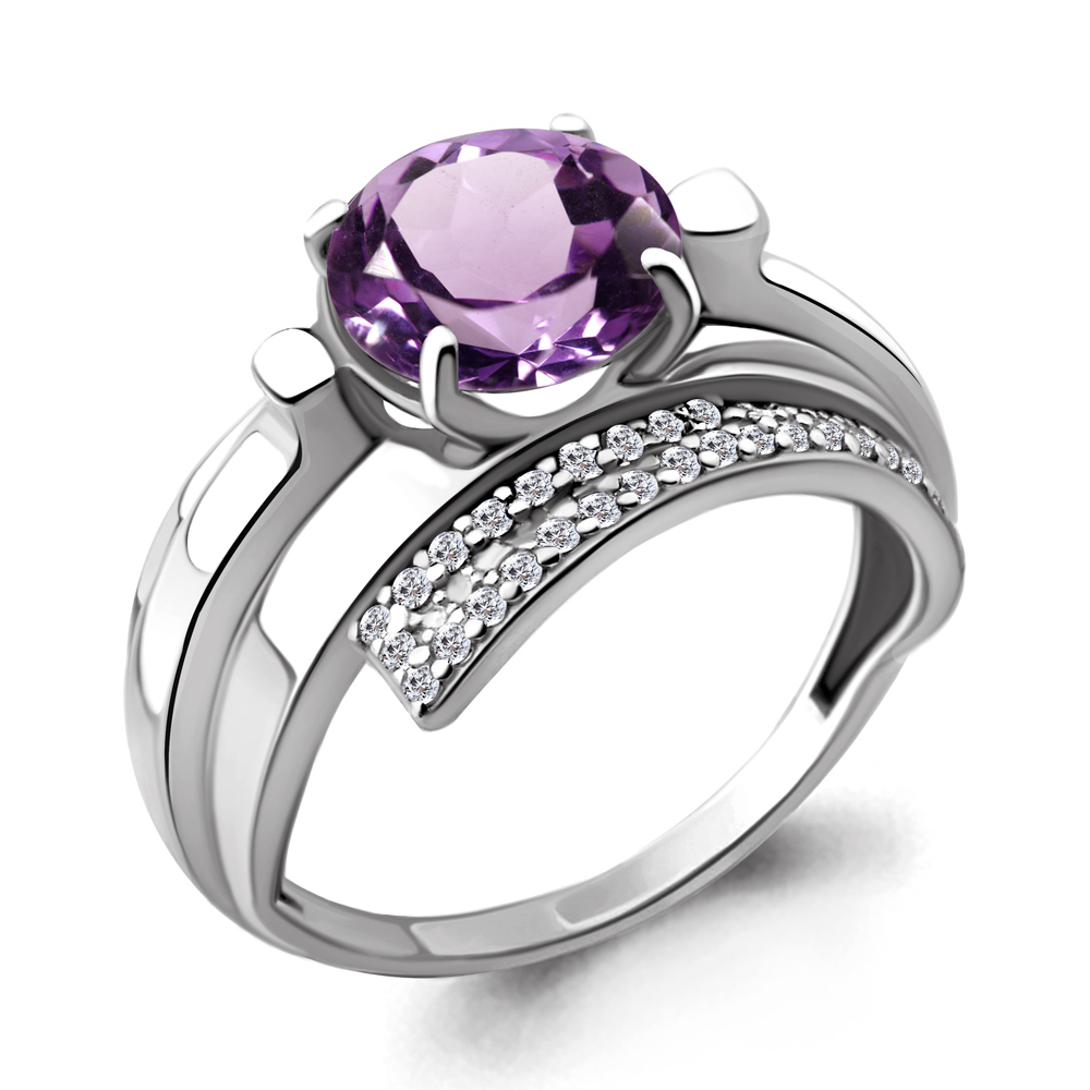 

Кольцо из серебра с аметистом р. 18 Aquamarine 6593604А_925_р, 6593604А_925_р