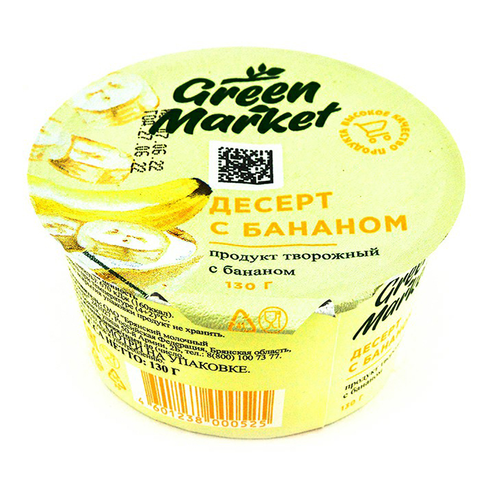 Творожный продукт Green Market Десертный банан 4% 130 г