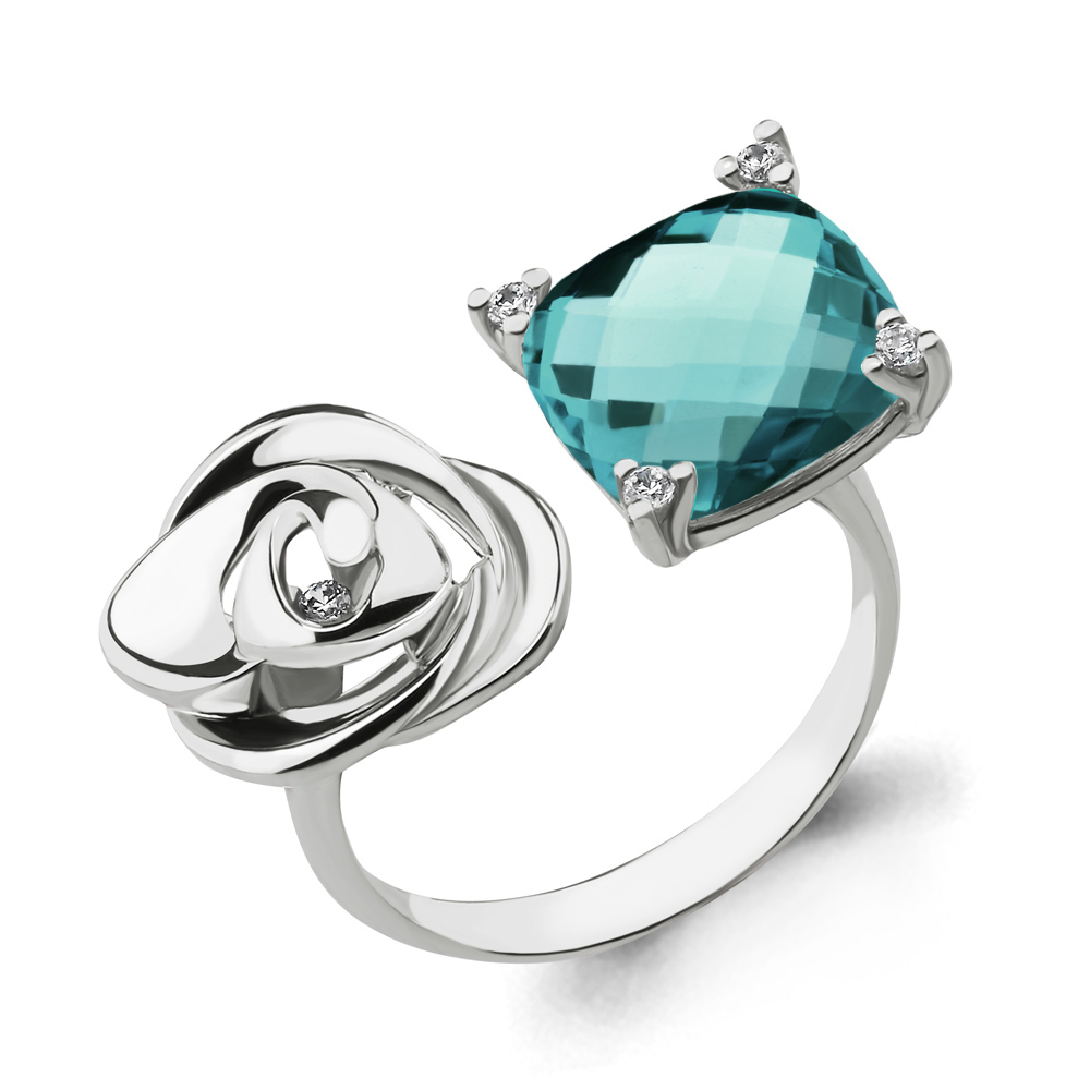 

Кольцо из серебра с турмалином р. 18 Aquamarine 6593888_925_р, 6593888_925_р