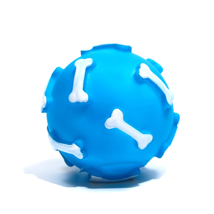 Игрушка Пижон пищащая Шар с косточкамидля собак, 8 см, синяя