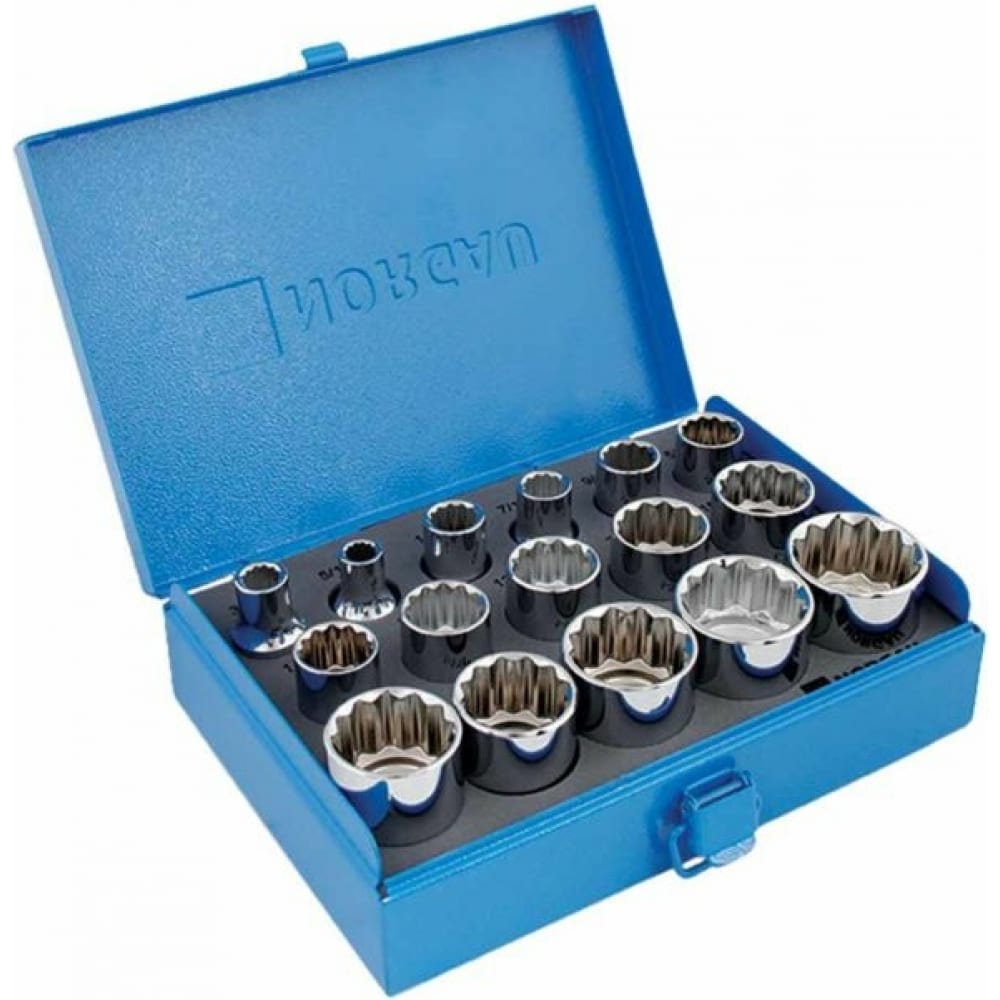 

Набор головок дюймовых 12-гранных (16 шт; 1/2"; 5/16-1.1/4) NORGAU 063792816