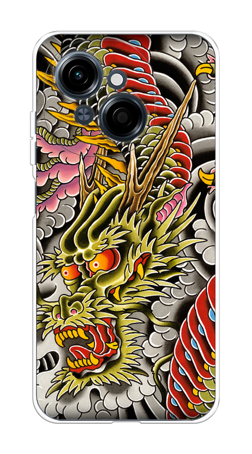 

Чехол на Tecno Spark Go 1/Pop 9 "Японский дракон", Желтый;розовый;красный, 309450-1