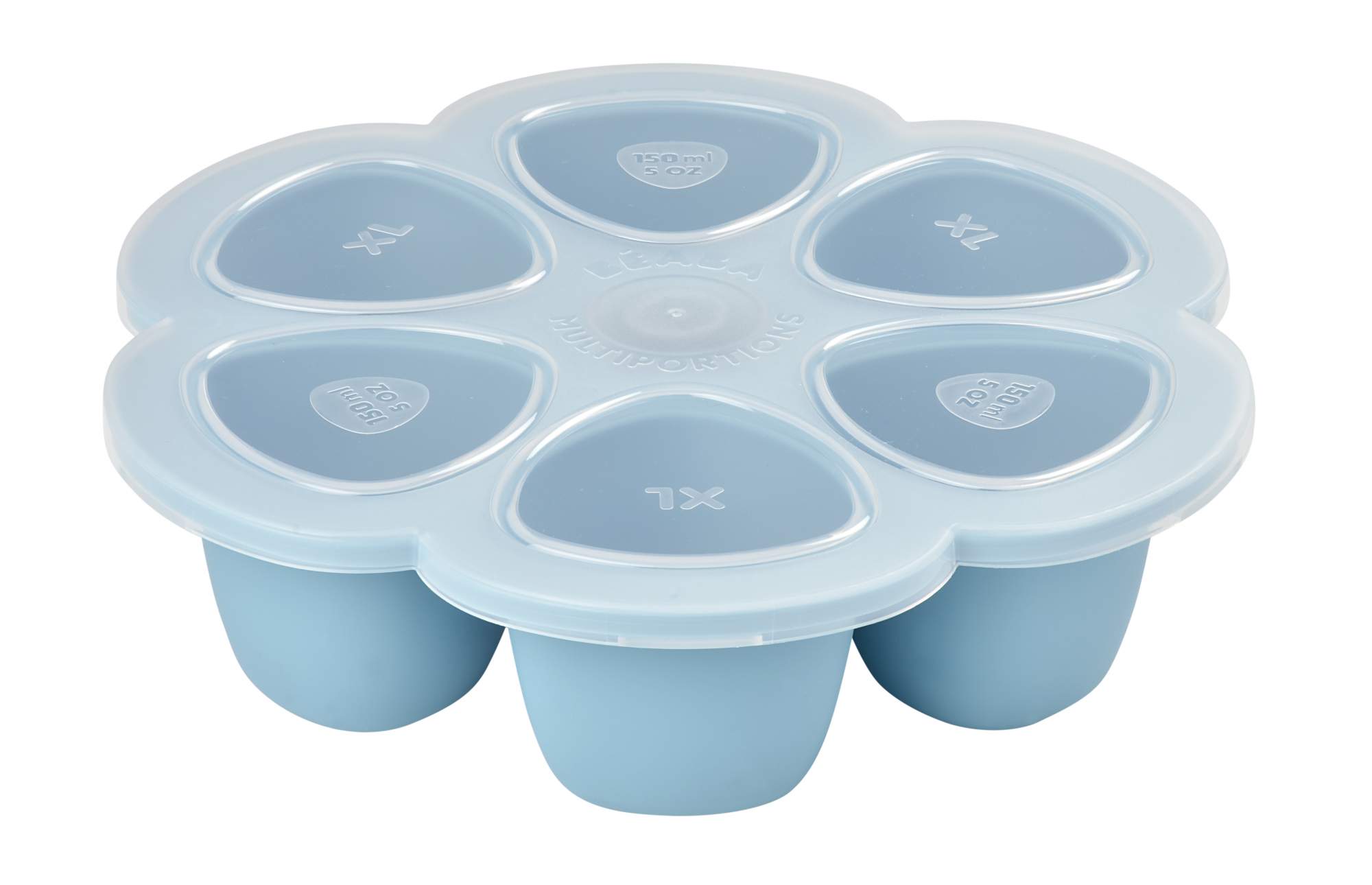 Контейнер для детского питания BEABA 6 отсеков по 150 мл, заморозка и выпечка, голубой beaba контейнер для заморозки multiportions 6 x 90 мл