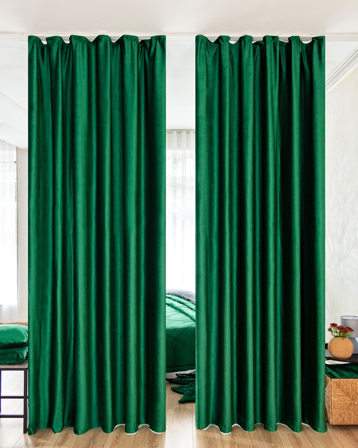 

Комплект штор бархат 600х265 Беллиссимо Изумруд Evrika Home, Беллиссимо 2ш