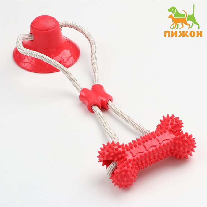 

Игрушка для собак Пижон Кость на присоске, красная, 40 см