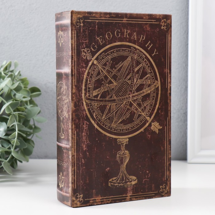 

Сейф-книга дерево кожзам 'Старинный глобус с осями' 21х13х5 см, Коричневый