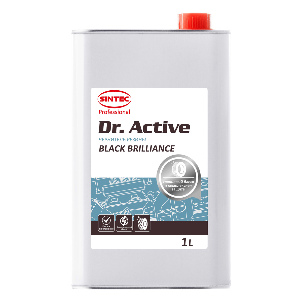 фото Чернитель резины на сииконовой основе dr. active "black brilliance", жестяная тара 1л