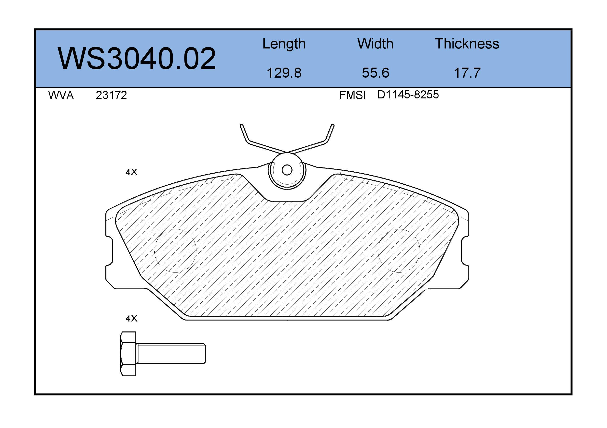 

Тормозные колодки JEENICE передние дисковые WS304002