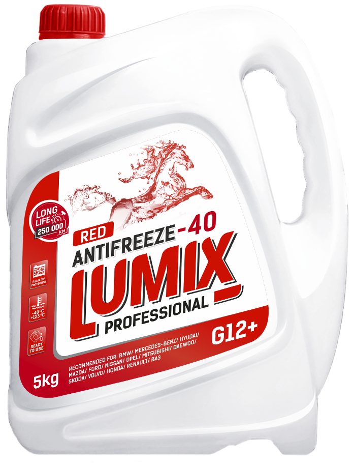 Антифриз LUMIX ANTIFREEZE RED G12+ (-40) красный 5 кг