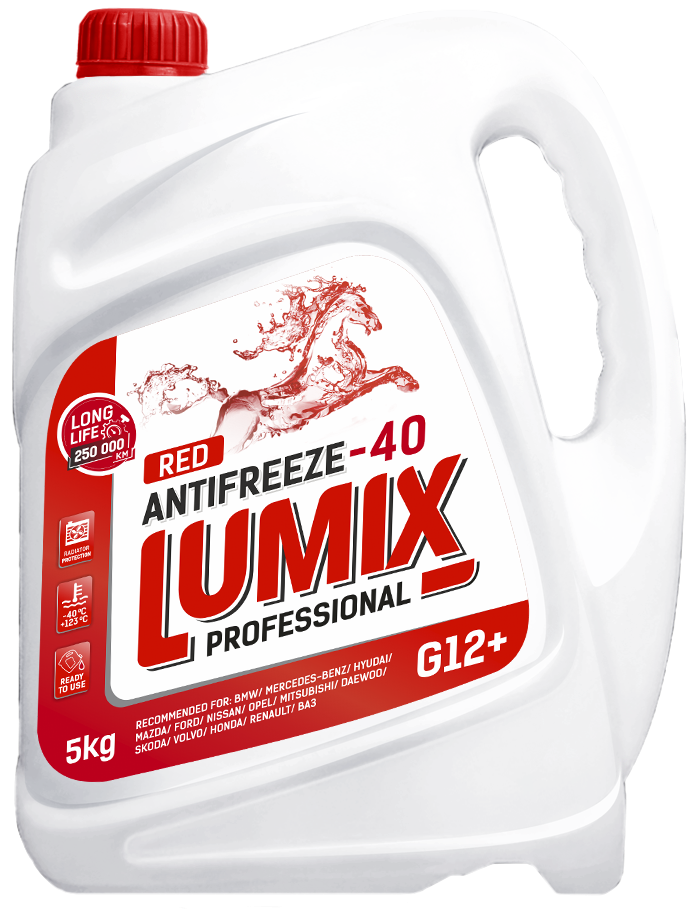 фото Антифриз lumix antifreeze red g12+ (-40) красный 5 кг