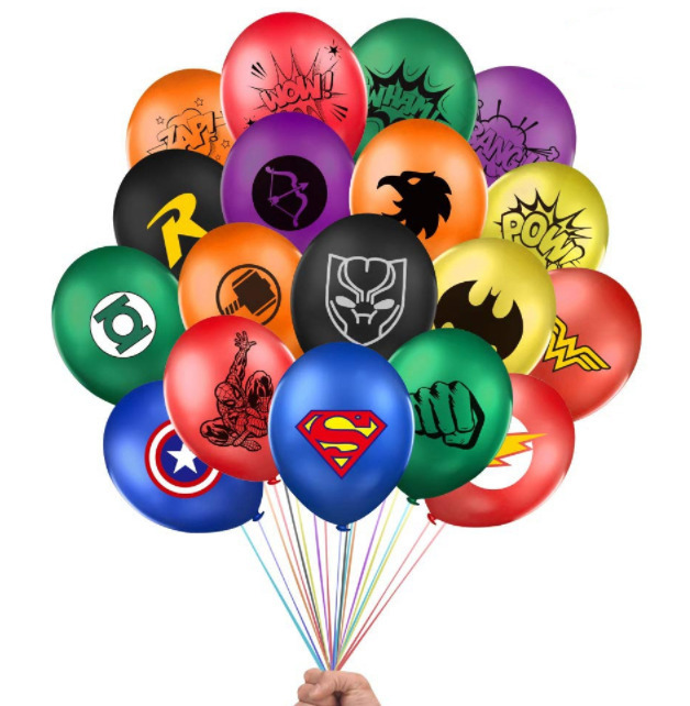 Набор воздушных шаров Fantasy Earth супергероев DC Comics и Marvel 12 шт.