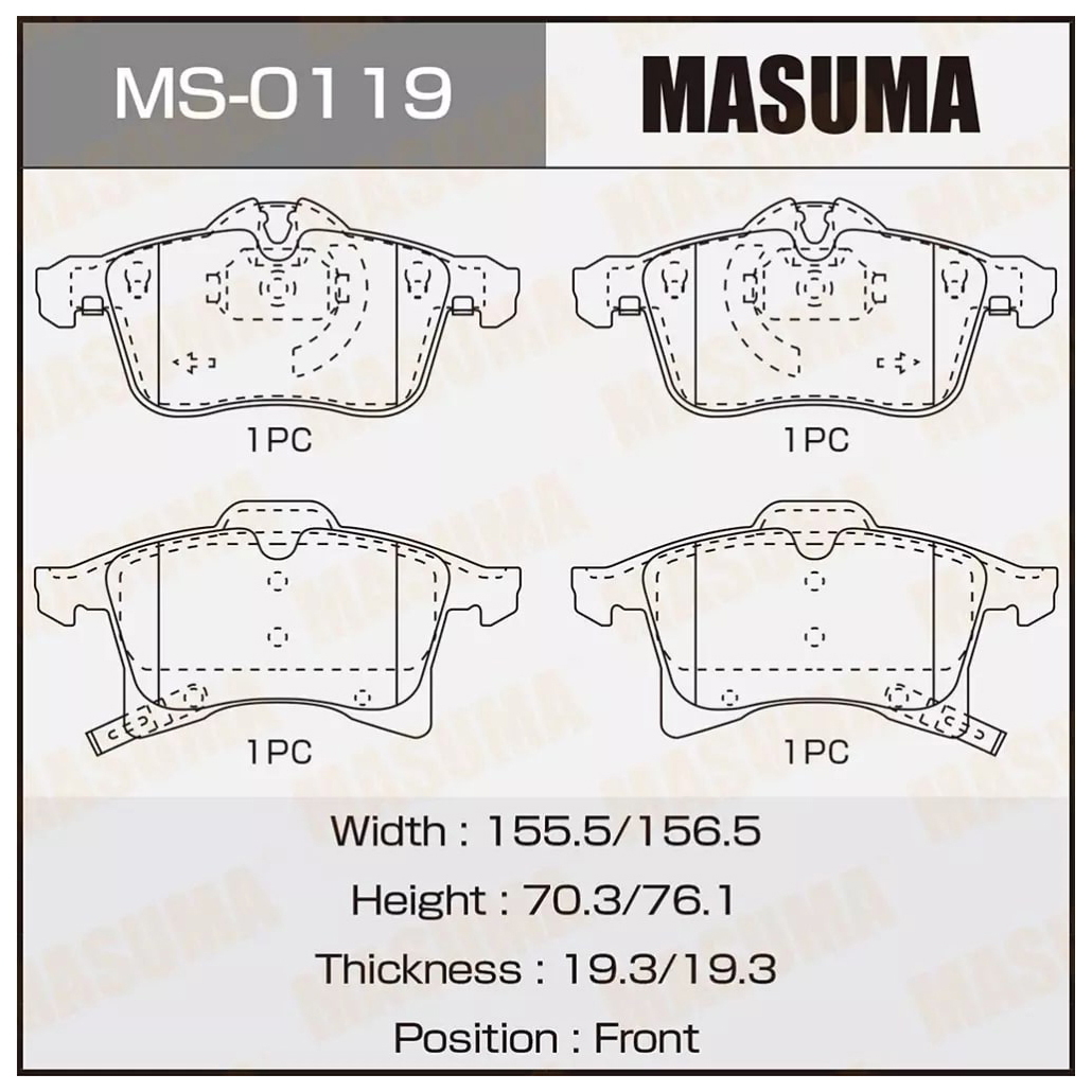 

Тормозные колодки MASUMA ms0119