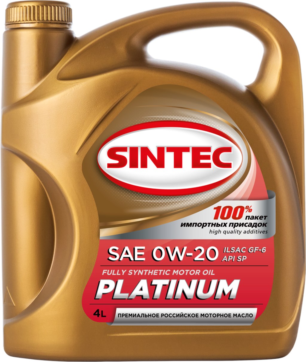 Моторное масло SINTEC синтетическое PLATINUM SAE 0W20 API SP ILSAC GF-6 4л
